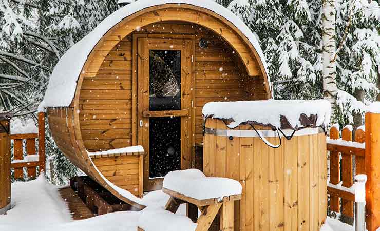 sauna nella neve