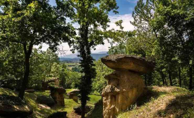 sculture naturali chiamate funghi di roccia in Piemonte